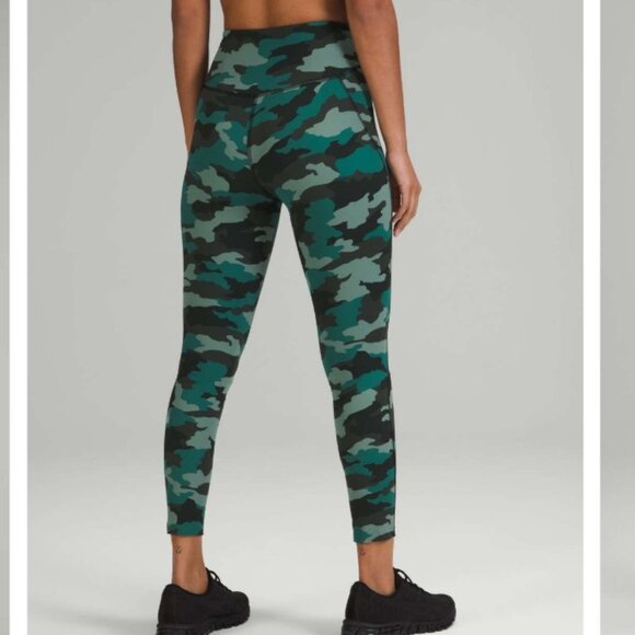 Lululemon Base Pace High-Rise Running Tight 25" Heritage 365 Camo Tidewater Teal - Picture 1 of 2